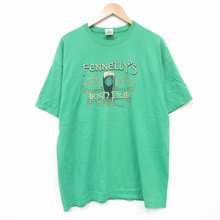 樂天商城 - 【中古】古着 半袖Tシャツ メンズ アイリッシュパブ コットン クルーネック 丸首 緑 グリーン XLサイズ 中古 | 春夏 夏物 夏服 メンズファッション カットソー ティーシャツ ティシャツ メンズTシャツ 半袖Tシャツ 半袖ティーシャツ カジュアルTシャツ おしゃれ