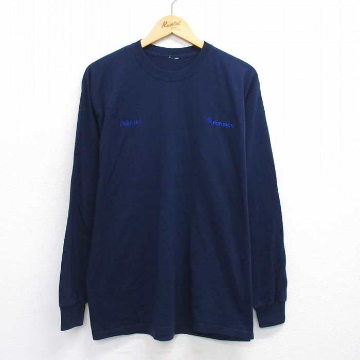 古着 長袖 ビンテージ ヴィンテージTシャツ メンズ 00年代 00s PEPSICO クルーネック 丸首 紺 ネイビー Lサイズ 中古 | 春夏 春物 春服 秋冬 秋物 秋服 メンズファッション ロンT カットソー ロンティー ロングT ロングTシャツ ロングティーシャツ ロング