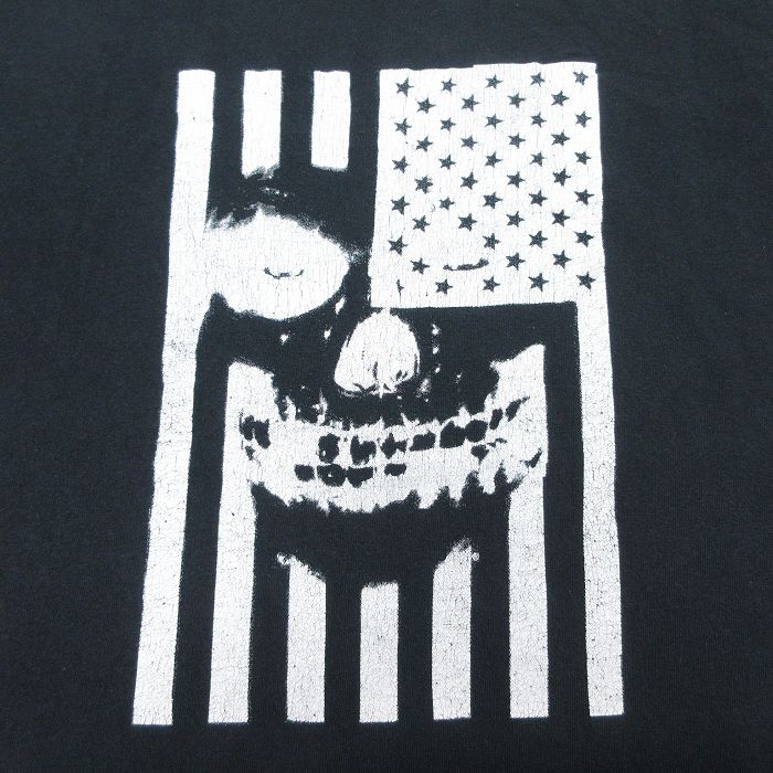 【中古】古着 半袖 ビンテージ ヴィンテージTシャツ メンズ 00年代 00s 星条旗 スカル コットン クルーネック 丸首 黒 ブラック Lサイズ 中古 | 春夏 夏物 夏服 ヴィンテージTシャツ メンズファッション カットソー ティーシャツ ティシャツ メンズTシャツ 半袖T