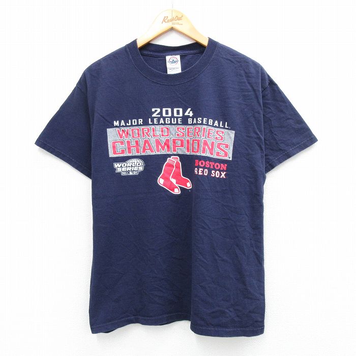 乐天商城 - 【中古】古着 半袖 ビンテージ ヴィンテージTシャツ メンズ 00年代 00s MLB ボストンレッドソックス コットン クルーネック 丸首 紺 ネイビー メジャーリーグ ベースボール 野球 Mサイズ 中古 | 春夏 夏物 夏服 ヴィンテージTシャツ メンズファッション カットソ