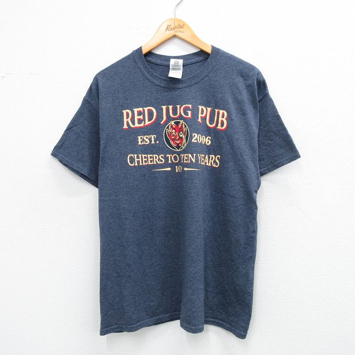 乐天商城 - 【中古】古着 半袖 ビンテージ ヴィンテージTシャツ メンズ 00年代 00s RED JUG PUB クルーネック 丸首 紺 ネイビー 霜降り Lサイズ 中古 | 春夏 夏物 夏服 ヴィンテージTシャツ メンズファッション カットソー ティーシャツ ティシャツ メンズTシャツ 半袖Tシャ