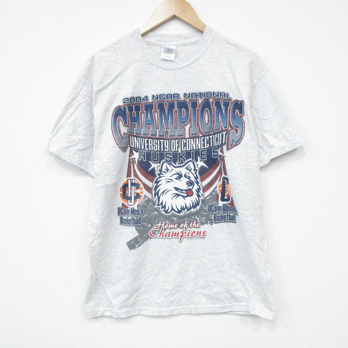 乐天商城 - 【中古】古着 半袖 ビンテージ ヴィンテージTシャツ メンズ 00年代 00s コネチカットハスカーズ クルーネック 丸首 薄グレー 霜降り Mサイズ 中古 | 春夏 夏物 夏服 ヴィンテージTシャツ メンズファッション カットソー ティーシャツ ティシャツ メンズTシャツ 半