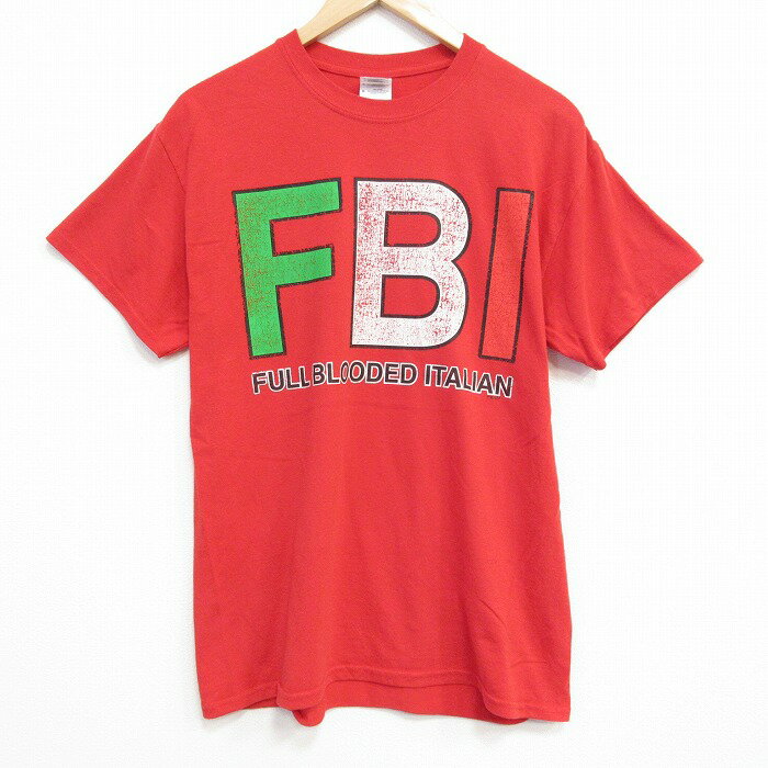 樂天商城 - 【中古】古着 半袖 ビンテージ ヴィンテージTシャツ メンズ 00年代 00s FBI クルーネック 丸首 赤 レッド Mサイズ 中古 | 春夏 夏物 夏服 ヴィンテージTシャツ メンズファッション カットソー ティーシャツ ティシャツ メンズTシャツ 半袖Tシャツ 半袖ティーシャ