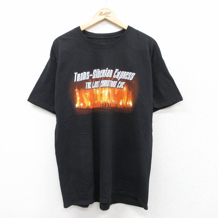 樂天商城 - 【中古】古着 半袖 ロックTシャツ バンドTシャツ メンズ トランスシベリアンオーケストラ コットン クルーネック 丸首 黒 ブラック XLサイズ 中古 | 春夏 夏物 夏服 メンズファッション カットソー ティーシャツ ティシャツ メンズTシャツ 半袖Tシャツ 半袖ティー