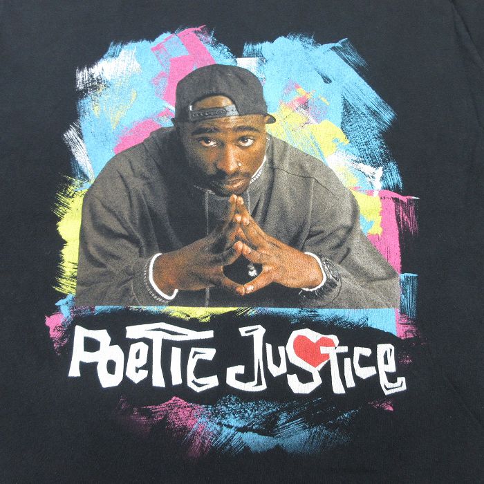 【中古】古着 半袖Tシャツ メンズ 映画 ポエスティックジャスティス トゥパック 2パック 2PAC コットン クルーネック 丸首 黒 ブラック XLサイズ 中古 | 春夏 夏物 夏服 メンズファッション カットソー ティーシャツ ティシャツ メンズTシャツ 半袖Tシャツ 半袖テ