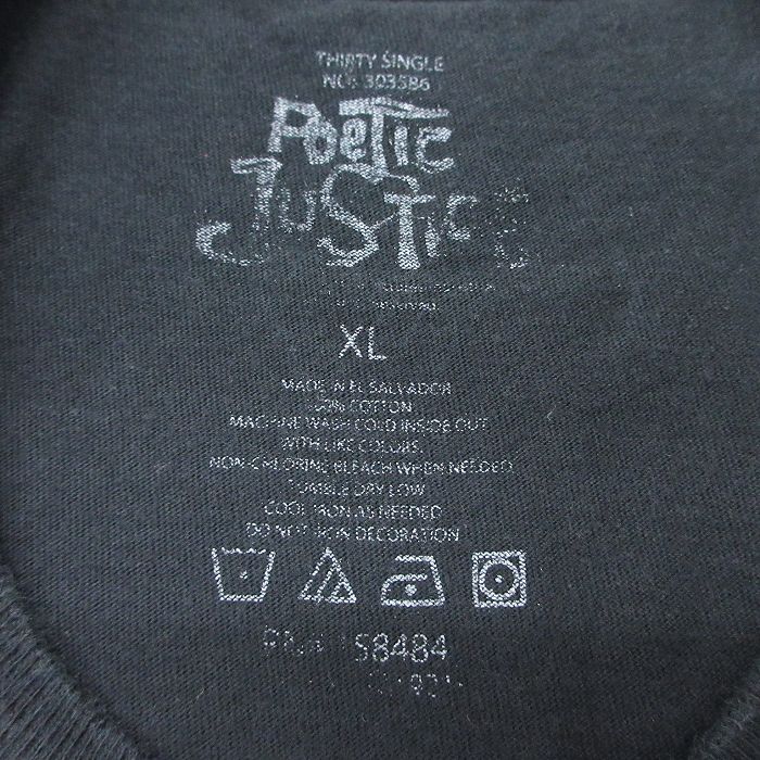 【中古】古着 半袖Tシャツ メンズ 映画 ポエスティックジャスティス トゥパック 2パック 2PAC コットン クルーネック 丸首 黒 ブラック XLサイズ 中古 | 春夏 夏物 夏服 メンズファッション カットソー ティーシャツ ティシャツ メンズTシャツ 半袖Tシャツ 半袖テ