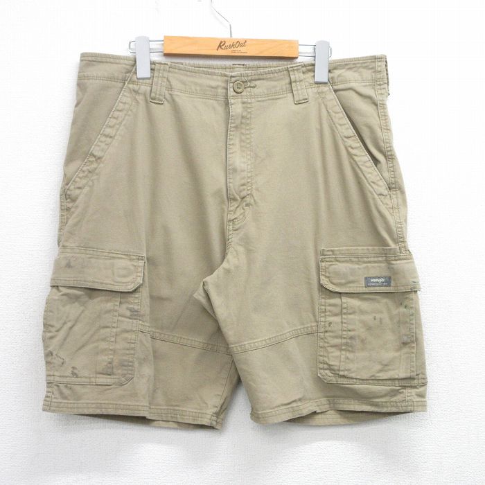 乐天商城 - 【中古】古着 ラングラー Wrangler ショート カーゴパンツ ショーツ メンズ ベージュ カーキ W36 中古 ボトムス 短パン ショーパン | 春夏 春物 春服 夏物 夏服 半ズボン カジュアル メンズファッション ファッション おしゃれ