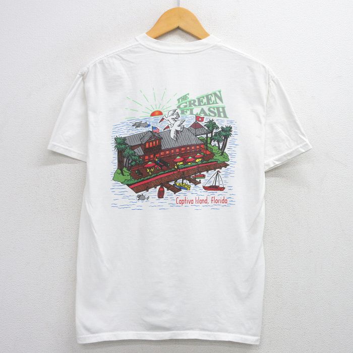 【中古】古着 半袖 ビンテージ ヴィンテージTシャツ メンズ 00年代 00s GREEN FLASH コットン クルーネック 丸首 白 ホワイト Mサイズ 中古 | 春夏 夏物 夏服 ヴィンテージTシャツ メンズファッション カットソー ティーシャツ ティシャツ メンズTシャツ 半袖Tシ 2OF