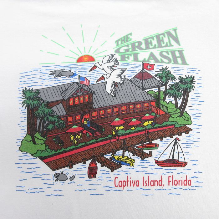 【中古】古着 半袖 ビンテージ ヴィンテージTシャツ メンズ 00年代 00s GREEN FLASH コットン クルーネック 丸首 白 ホワイト Mサイズ 中古 | 春夏 夏物 夏服 ヴィンテージTシャツ メンズファッション カットソー ティーシャツ ティシャツ メンズTシャツ 半袖Tシ 5OF