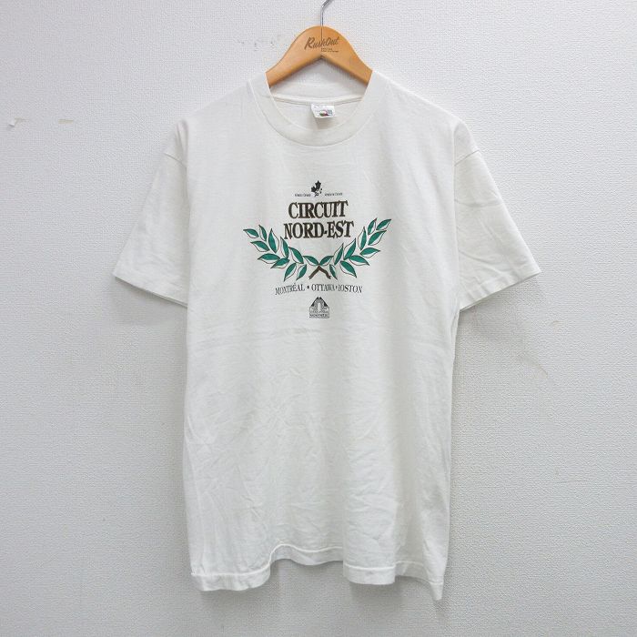 【中古】古着 フルーツオブザルーム 半袖 ビンテージ ヴィンテージTシャツ メンズ 90年代 90s CIRCUIT コットン クルーネック 丸首 カナダ製 白 ホワイト Lサイズ 中古 | 春夏 夏物 夏服 ヴィンテージTシャツ メンズファッション カットソー ティーシャツ ティシ 5OF