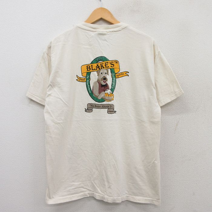 【中古】古着 ヘインズ Hanes 半袖 ビンテージ ヴィンテージTシャツ メンズ 90年代 90sBLAKES 犬 コットン クルーネック 丸首 USA製 アメリカ製 生成り Lサイズ 中古 | 春夏 夏物 夏服 ヴィンテージTシャツ メンズファッション カットソー ティーシャツ ティシャ 5OF