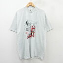 【中古】古着 フルーツオブザルーム 半袖 ビンテージ ヴィンテージTシャツ メンズ 90年代 90s 消防署 大きいサイズ 2L LL ビッグシルエット ゆったり ビッグサイズ オーバーサイズ クルーネック 丸首 薄グレー 霜降り XLサイズ 中古 | 春夏 夏物 夏服 ヴィンテー
