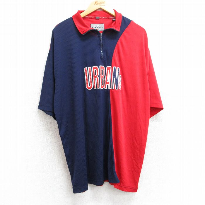 樂天商城 - 【中古】古着 半袖 ハーフジップ トップス メンズ 00年代 00s URBARN ツートンカラー バイカラー 赤他 レッド XLサイズ 中古 | 春夏 春物 春服 夏物 夏服 カジュアルシャツ メンズファッション 半袖シャツ おしゃれ カジュアル