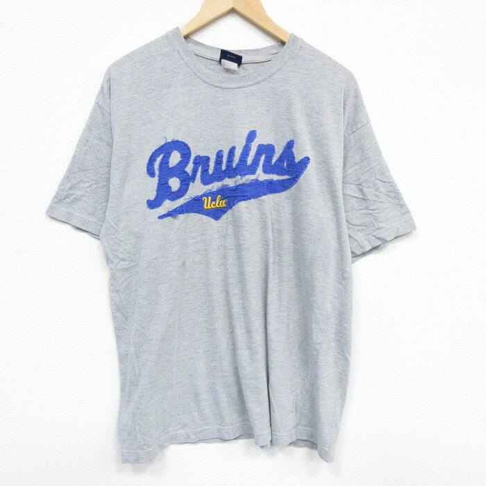 【中古】古着 半袖Tシャツ メンズ UCLA 大きいサイズ 2L LL ビッグシルエット ゆったり ビッグサイズ オーバーサイズ クルーネック 丸首 グレー 霜降り XLサイズ 中古 | 春夏 夏物 夏服 メンズファッション カットソー ティーシャツ ティシャツ メンズTシャツ 半