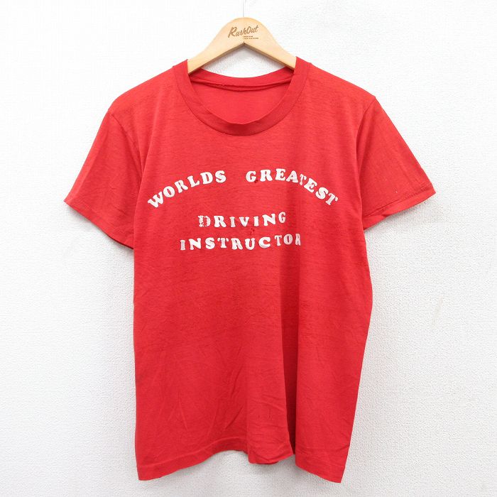 乐天商城 - 【中古】古着 半袖 ビンテージ ヴィンテージTシャツ メンズ 80年代 80s WORLDS GREATEST クルーネック 丸首 赤 レッド Lサイズ 中古 | 春夏 夏物 夏服 ヴィンテージTシャツ メンズファッション カットソー ティーシャツ ティシャツ メンズTシャツ 半袖Tシャツ 半