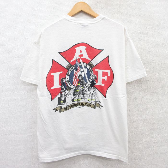 【中古】古着 ヘインズ Hanes 半袖 ビンテージ ヴィンテージTシャツ メンズ 00年代 00s 消防士 FDNY コットン クルーネック 丸首 白 ホワイト Lサイズ 中古 | 春夏 夏物 夏服 ヴィンテージTシャツ メンズファッション カットソー ティーシャツ ティシャツ メンズT 2OF