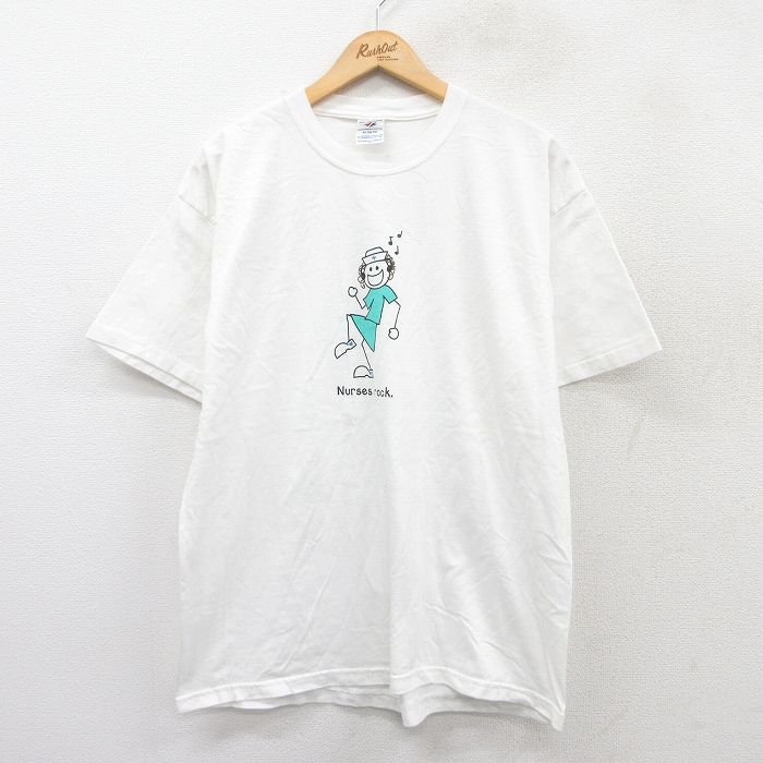 樂天商城 - 【中古】古着 ジャージーズ 半袖 ビンテージ ヴィンテージTシャツ メンズ 00年代 00s ナース コットン クルーネック 丸首 白 ホワイト XLサイズ 中古 | 春夏 夏物 夏服 ヴィンテージTシャツ メンズファッション カットソー ティーシャツ ティシャツ メンズTシャツ