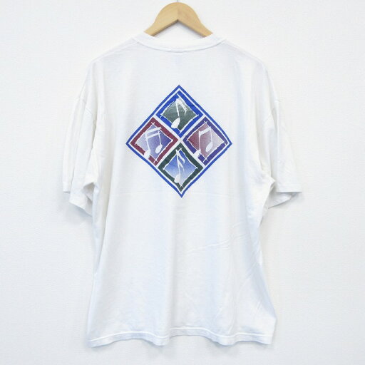 【中古】古着 半袖 ビンテージ ヴィンテージTシャツ メンズ 90年代 90s 音符 大きいサイズ 2L LL ビッグシルエット ゆったり ビッグサイズ オーバーサイズ クルーネック 丸首 USA製 アメリカ製 白 ホワイト XLサイズ 中古 | 春夏 夏物 夏服 ヴィンテージTシャツ 【中古】古着 半袖 ビンテージ ヴィンテージTシャツ メンズ 90年代 90s 音符 大きいサイズ 2L LL ビッグシルエット ゆったり ビッグサイズ オーバーサイズ クルーネック 丸首 USA製 アメリカ製 白 ホワイト XLサイズ 中古 | 春夏 夏物 夏服 ヴィンテージTシャツ