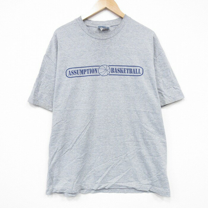 樂天商城 - 【中古】古着 半袖 ビンテージ ヴィンテージTシャツ メンズ 00年代 00s バスケとボール クルーネック 丸首 グレー 霜降り XLサイズ 中古 | 春夏 夏物 夏服 ヴィンテージTシャツ メンズファッション カットソー ティーシャツ ティシャツ メンズTシャツ 半袖Tシャツ