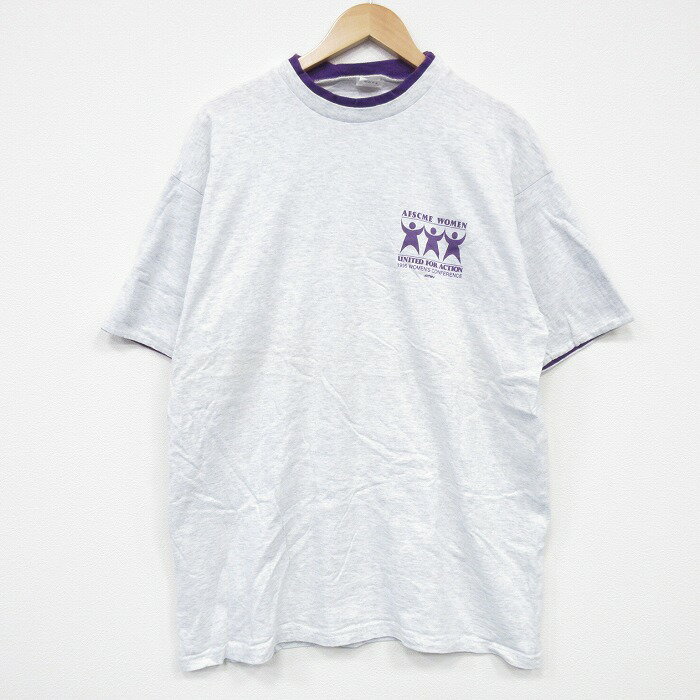 樂天商城 - 【中古】古着 半袖 ビンテージ ヴィンテージTシャツ メンズ 90年代 90s AFSCME コットン クルーネック 丸首 USA製 アメリカ製 薄グレー 霜降り XLサイズ 中古 | 春夏 夏物 夏服 ヴィンテージTシャツ メンズファッション カットソー ティーシャツ ティシャツ メン