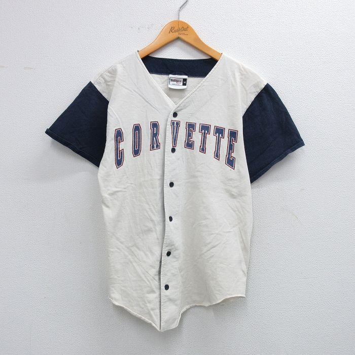 樂天商城 - 【中古】古着 半袖 ベースボールシャツ メンズ 90年代 90s シボレー コルベット コットン ボタンダウン 生成り Sサイズ 小さいサイズ 中古 トップス | 春夏 春物 春服 夏物 夏服 カジュアルシャツ メンズファッション 半袖シャツ おしゃれ カジュアル