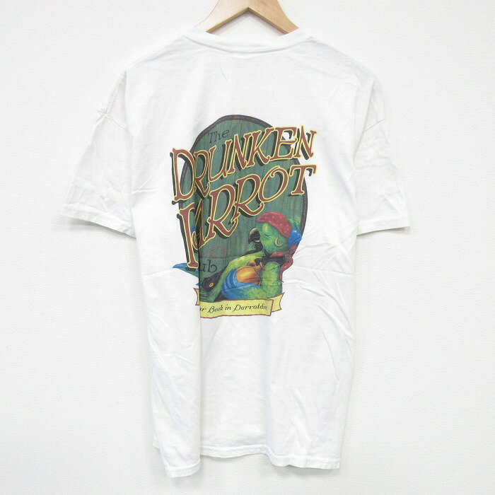 Rakuten - 【中古】古着 半袖Tシャツ メンズ XLサイズ 白 鳥プリント クルーネック コットン アメカジ トップス ストリート カジュアル きれいめ ヴィンテージ レトロ オールド 25aug19