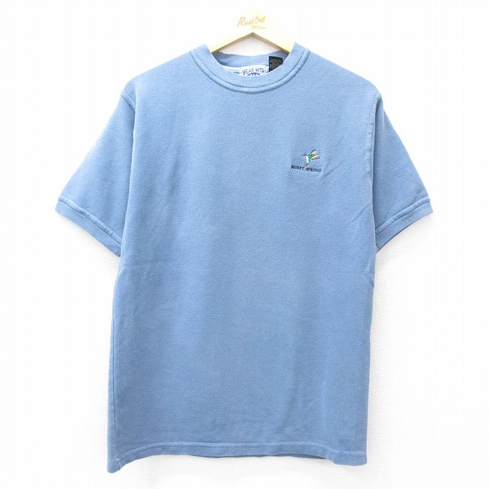 乐天商城 - 【中古】古着 半袖 ビンテージ ヴィンテージTシャツ メンズ 90年代 90s 馬 鹿の子 コットン クルーネック 丸首 USA製 アメリカ製 薄紺 ネイビー Mサイズ 中古 | 春夏 夏物 夏服 ヴィンテージTシャツ メンズファッション カットソー ティーシャツ ティシャツ メン