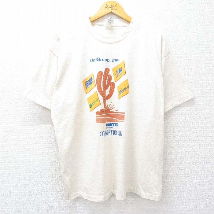 【中古】古着 半袖 ビンテージ ヴィンテージTシャツ メンズ 90年代 90s サボテン 企業広告 コットン クルーネック 丸首 USA製 アメリカ製 生成り XLサイズ 中古 | 春夏 夏物 夏服 ヴィンテージTシャツ メンズファッション カットソー ティーシャツ ティシャツ メ(4.0)