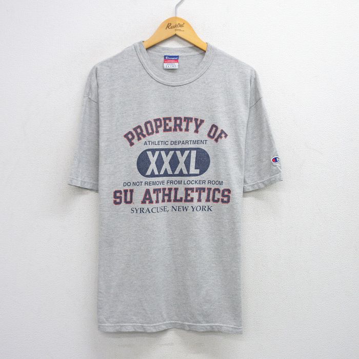 乐天商城 - 【中古】古着 チャンピオン champion 半袖 ビンテージ ヴィンテージTシャツ メンズ 00年代 00s シラキュース ニューヨーク クルーネック 丸首 グレー 霜降り XLサイズ 中古 | 春夏 夏物 夏服 ヴィンテージTシャツ メンズファッション カットソー ティーシャツ テ