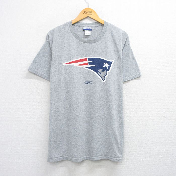 乐天商城 - 【中古】古着 リーボック REEBOK 半袖 ビンテージ ヴィンテージTシャツ メンズ 00年代 00s NFL ニューイングランドペイトリオッツ 大きいサイズ 2L LL ビッグシルエット ゆったり ビッグサイズ オーバーサイズ クルーネック 丸首 グレー 霜降り アメフト スーパー