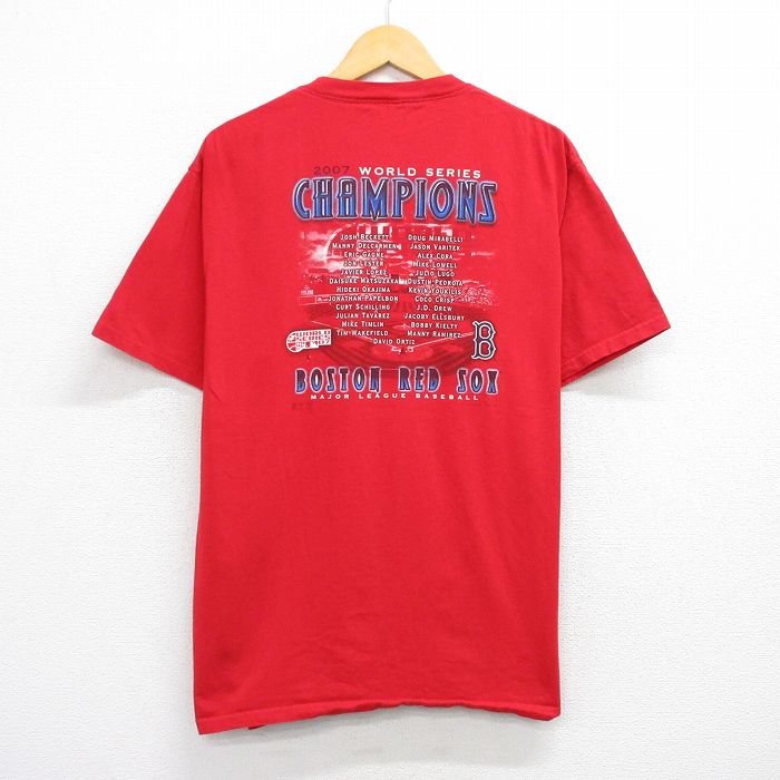 【中古】古着 半袖 ビンテージ ヴィンテージTシャツ メンズ 00年代 00s MLB ボストンレッドソックス ジョシュベケット エリックガニエ コットン クルーネック 丸首 赤 レッド メジャーリーグ ベースボール 野球 Lサイズ 中古 | 春夏 夏物 夏服 ヴィンテージTシャ