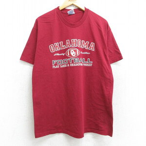【中古】古着 ヘインズ Hanes 半袖 ビンテージ ヴィンテージTシャツ メンズ 00年代 00s オクラホマスーナーズ フットボール コットン クルーネック 丸首 エンジ系 Lサイズ 中古 | 春夏 夏物 夏服 ヴィンテージTシャツ メンズファッション カットソー ティーシャツ
