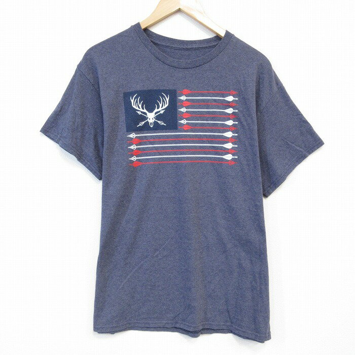 【中古】古着 半袖Tシャツ メンズ シカ クルーネック 丸首 薄紺 ネイビー 霜降り Lサイズ 中古 | 春夏 夏物 夏服 メンズファッション カットソー ティーシャツ ティシャツ メンズTシャツ 半袖Tシャツ 半袖ティーシャツ カジュアルTシャツ おしゃれ カジュアル 2OF