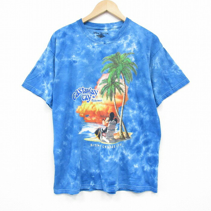 【中古】古着 半袖Tシャツ メンズ ディズニー DISNEY ミッキー MICKEY MOUSE コットン クルーネック 丸首 USA製 アメリカ製 青他 ブルー タイダイ XLサイズ 中古 | 春夏 夏物 夏服 メンズファッション カットソー ティーシャツ ティシャツ メンズTシャツ 半袖Tシ 2OF