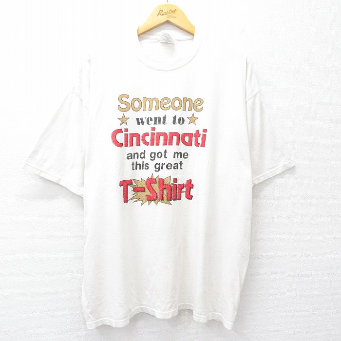 樂天商城 - 【中古】古着 ジャージーズ 半袖 ビンテージ ヴィンテージTシャツ メンズ 00年代 00s シンシナティ 大きいサイズ 2L LL ビッグシルエット ゆったり ビッグサイズ オーバーサイズ コットン クルーネック 丸首 白 ホワイト XLサイズ 中古 | 春夏 夏物 夏服 ヴィンテ