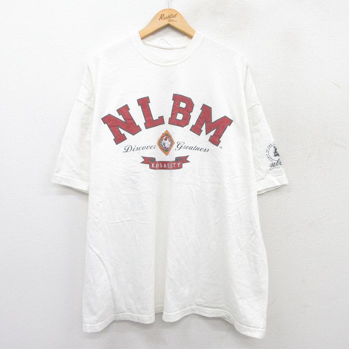 Rakuten - 【中古】古着 NLBM 00s Tシャツ メンズ XLサイズ 白 コットン クルーネック ビッグシルエット アメカジ ストリート ヴィンテージ カットソー 25aug20 5OF