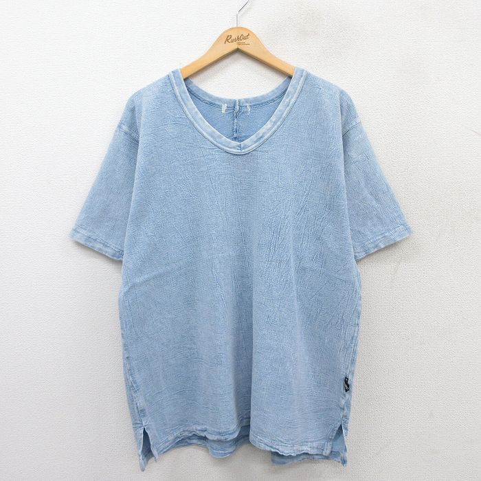 乐天商城 - 【中古】古着 半袖 ビンテージ ヴィンテージTシャツ メンズ 90年代 90s EZZE WEAR Vネック 薄紺 ネイビー 【spe】 XLサイズ 中古 | 春夏 夏物 夏服 ヴィンテージTシャツ メンズファッション カットソー ティーシャツ ティシャツ メンズTシャツ 半袖Tシャツ 半袖テ
