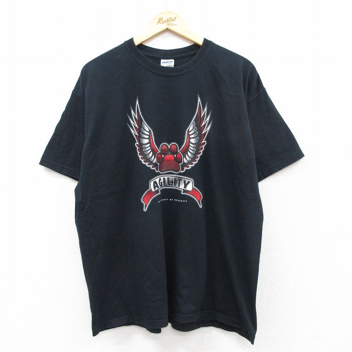 乐天商城 - 【中古】古着 半袖 ビンテージ ヴィンテージTシャツ メンズ 00年代 00s AGILITY 大きいサイズ 2L LL ビッグシルエット ゆったり ビッグサイズ オーバーサイズ コットン クルーネック 丸首 黒 ブラック XLサイズ 中古 | 春夏 夏物 夏服 ヴィンテージTシャツ メンズ