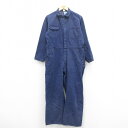 【中古】古着 ラングラー Wrangler 長袖 ツナギ メンズ 80年代 80s USA製 アメリカ製 濃紺 ネイビー デニム W36 中古 オールインワン ...