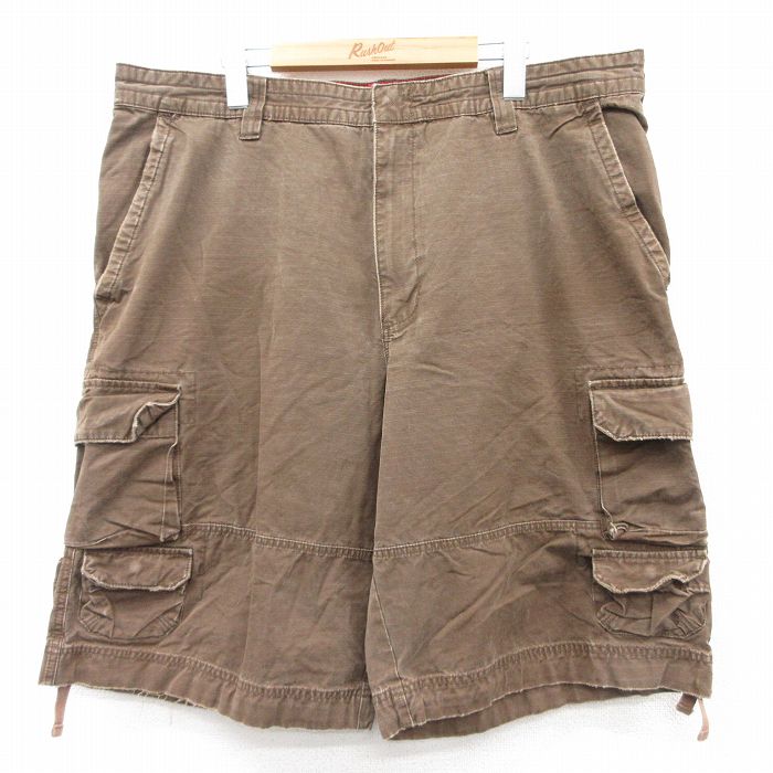 【中古】古着 ショート カーゴパンツ ショーツ メンズ リップストップ コットン 茶 ブラウン W40 中古 ボトムス 短パン ショーパン | 春夏 春物 春服 夏物 夏服 半ズボン カジュアル メンズファッション ファッション おしゃれ