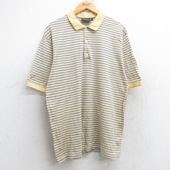 【中古】古着 半袖 ポロシャツ メンズ 00年代 00s コットン イタリア製 薄黄他 イ...