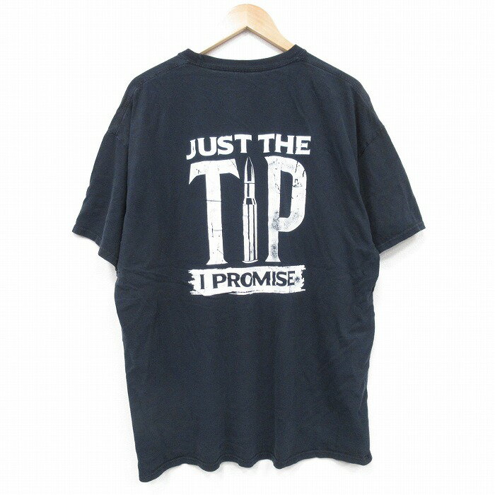 【中古】古着 半袖Tシャツ メンズ 銃弾 大きいサイズ 2L LL ビッグシルエット ゆったり ビッグサイズ オーバーサイズ コットン クルーネック 丸首 黒 ブラック XLサイズ 中古 | 春夏 夏物 夏服 メンズファッション カットソー ティーシャツ ティシャツ メンズTシ