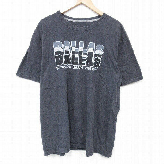 乐天商城 - 【中古】古着 半袖Tシャツ メンズ ダラス 大きいサイズ 2L LL ビッグシルエット ゆったり ビッグサイズ オーバーサイズ コットン クルーネック 丸首 濃グレー XLサイズ 中古 | 春夏 夏物 夏服 メンズファッション カットソー ティーシャツ ティシャツ メンズTシャ