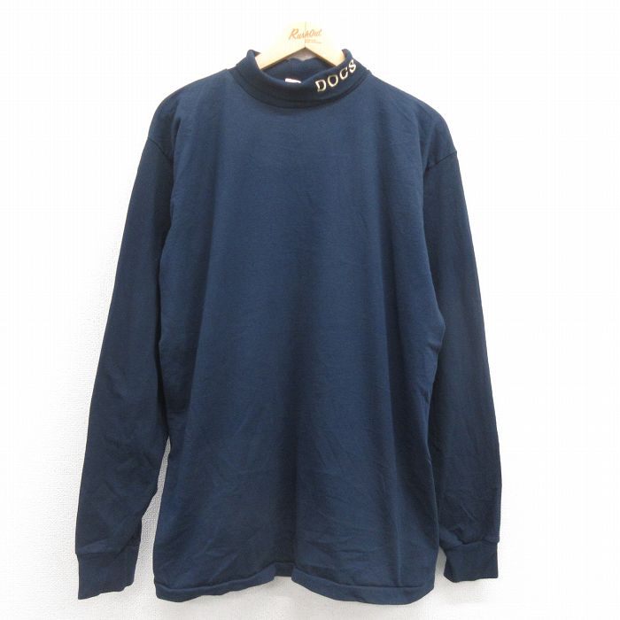 【中古】90s ビンテージ ハイネック 長袖Tシャツ メンズ XL 紺 コットン タートルネック ストリート アメカジ カジュアル トップス 25aug21 5OF