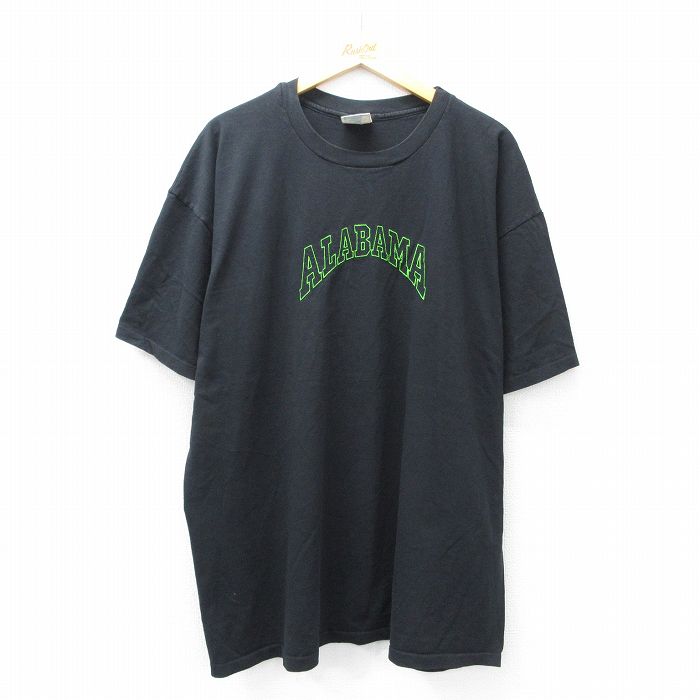 乐天商城 - 【中古】古着 半袖 ビンテージ ヴィンテージTシャツ メンズ 90年代 90s アラバマ 刺繍 大きいサイズ 2L LL ビッグシルエット ゆったり ビッグサイズ オーバーサイズ コットン クルーネック 丸首 USA製 アメリカ製 黒 ブラック 【spe】 XLサイズ 中古 | 春夏 夏物