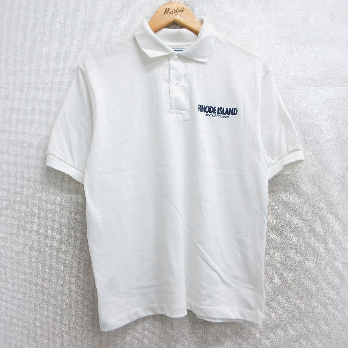 【中古】古着 ヘインズ Hanes 半袖 ポロシャツ メンズ 80年代 80s ロードアイランド USA製 アメリカ製 白 ホワイト Mサイズ 中古 トップス | 春夏 春物 春服 夏物 夏服 カジュアルシャツ メンズファッション 半袖シャツ おしゃれ カジュアル