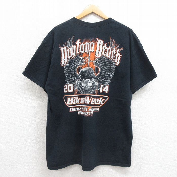 【中古】古着 半袖Tシャツ メンズ バイクウィーク コットン クルーネック 丸首 黒 ブラック XLサイズ 中古 | 春夏 夏物 夏服 メンズファッション カットソー ティーシャツ ティシャツ メンズTシャツ 半袖Tシャツ 半袖ティーシャツ カジュアルTシャツ おしゃれ カ 2OF