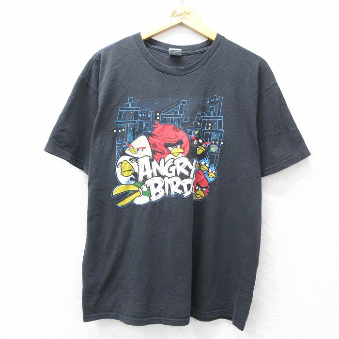【中古】古着 半袖Tシャツ メンズ アングリーバード クルーネック 丸首 黒 ブラック Lサイズ 中古 | 春夏 夏物 夏服 メンズファッショ..