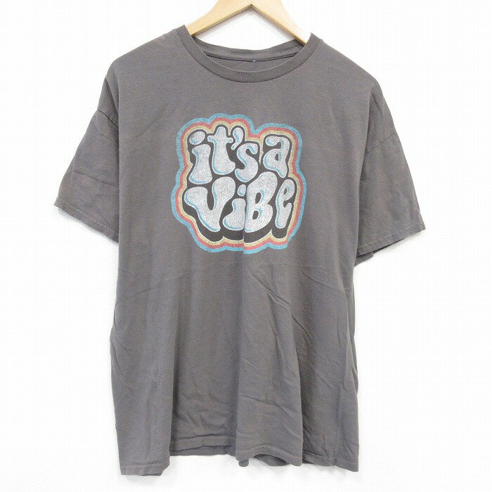 【中古】古着 半袖Tシャツ メンズ ViBe コットン クルーネック 丸首 薄こげ茶 ブラウン XLサイズ 中古 | 春夏 夏物 夏服 メンズファッション カットソー ティーシャツ ティシャツ メンズTシャツ 半袖Tシャツ 半袖ティーシャツ カジュアルTシャツ おしゃれ カジュ