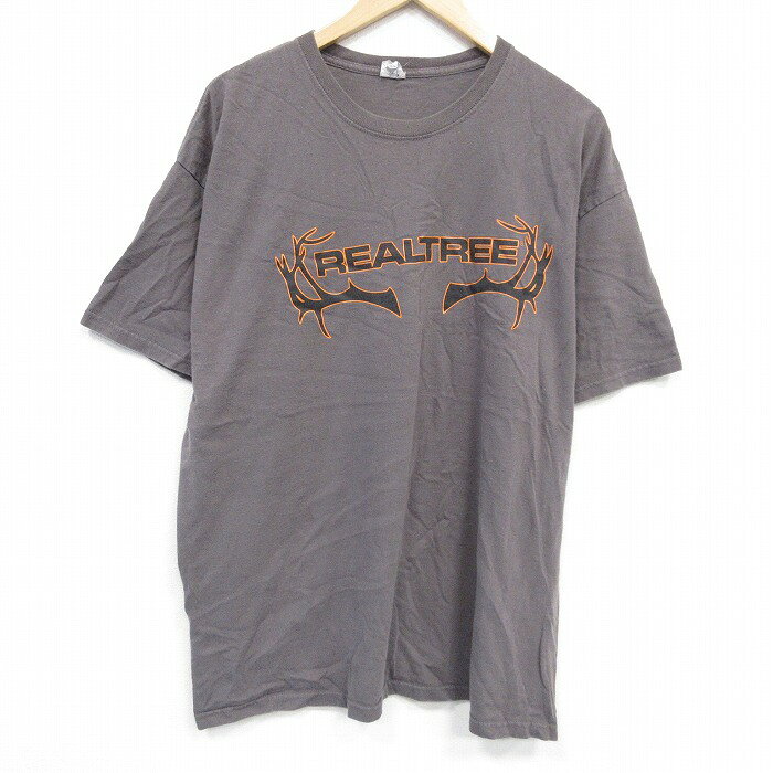 乐天商城 - 【中古】古着 半袖Tシャツ メンズ リアルツリー 大きいサイズ 2L LL ビッグシルエット ゆったり ビッグサイズ オーバーサイズ コットン クルーネック 丸首 こげ茶 ブラウン XLサイズ 中古 | 春夏 夏物 夏服 メンズファッション カットソー ティーシャツ ティシャ